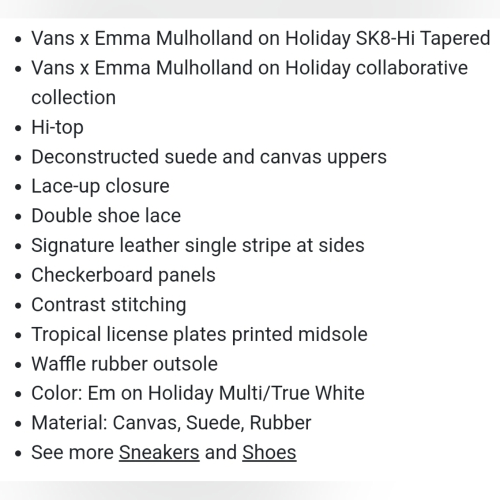 VANS X Emma Mulholland On Holiday Sk8-Hi Tapered - Picture 6 of 6